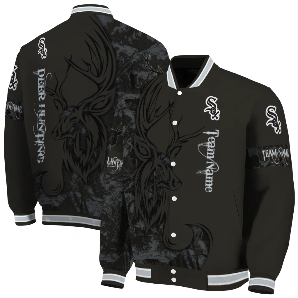 custom chicago white sox tribal deer art black varsity jacket fashion forward custom chicago white sox tribal deer art black varsity jacket fashion forward