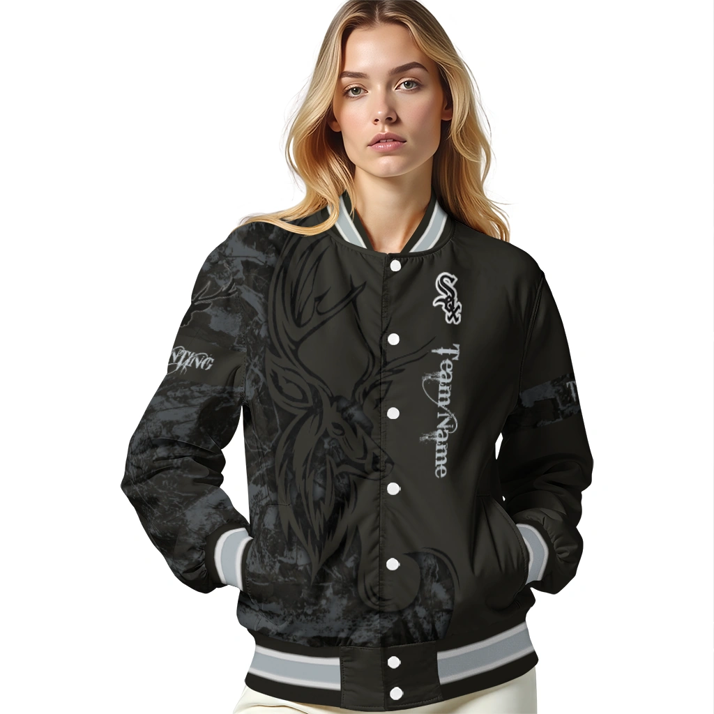 custom chicago white sox tribal deer art black varsity jacket latest model custom chicago white sox tribal deer art black varsity jacket latest model