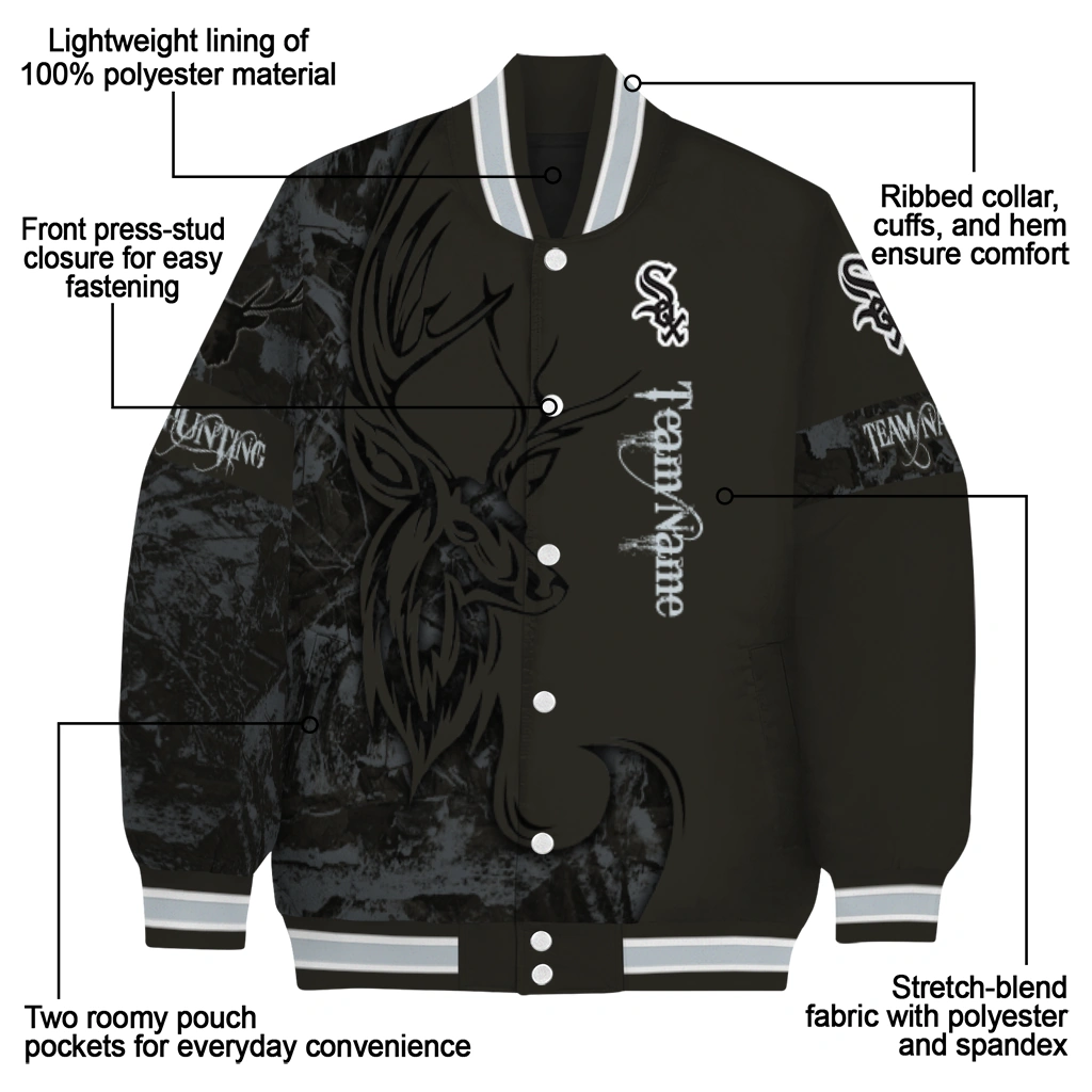 custom chicago white sox tribal deer art black varsity jacket new arrival custom chicago white sox tribal deer art black varsity jacket new arrival