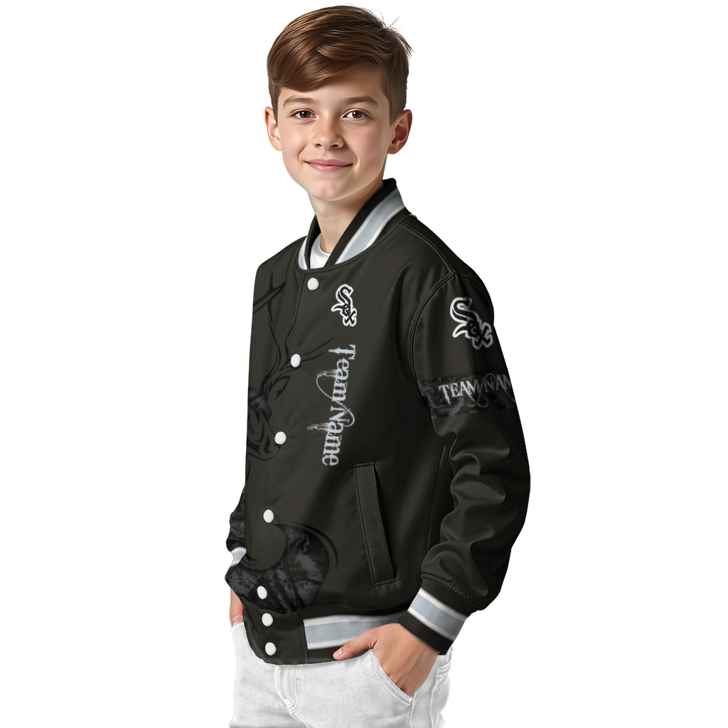 custom chicago white sox tribal deer art black varsity jacket trendy custom chicago white sox tribal deer art black varsity jacket trendy