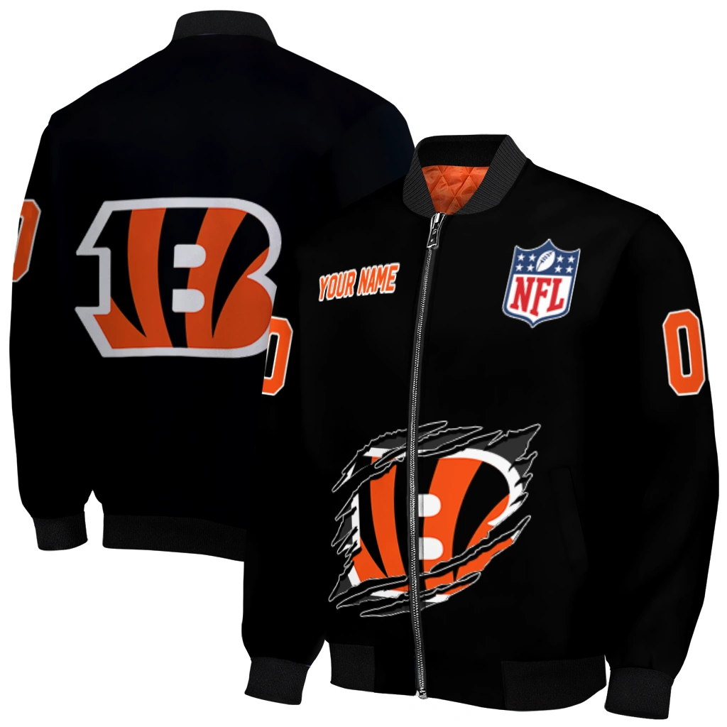 custom cincinnati bengals claw scratch black bomber jacket best selling custom cincinnati bengals claw scratch black bomber jacket best selling