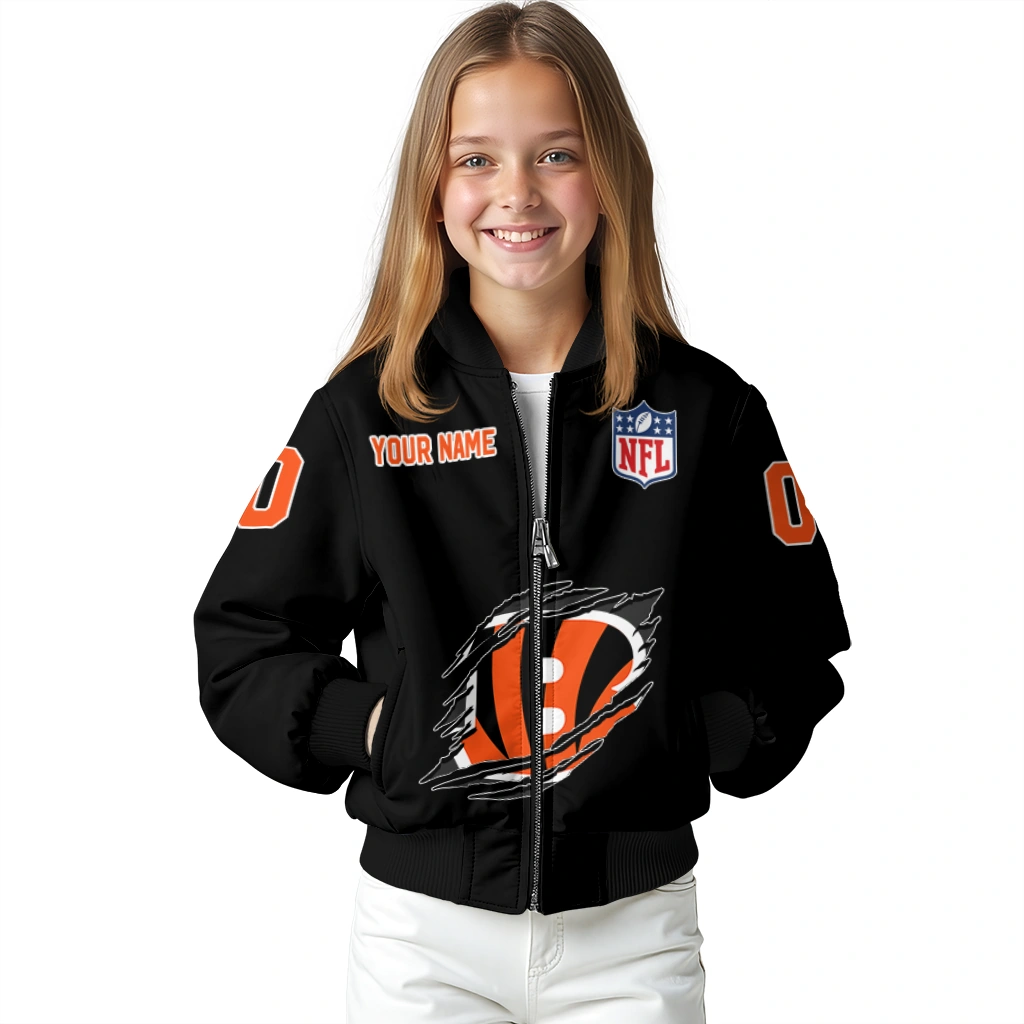 custom cincinnati bengals claw scratch black bomber jacket top rated custom cincinnati bengals claw scratch black bomber jacket top rated