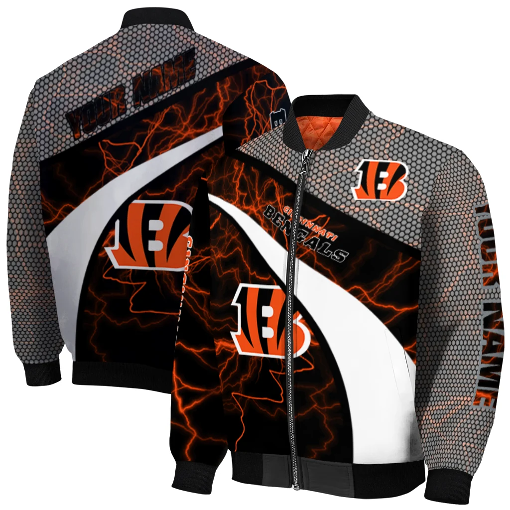 custom cincinnati bengals electric flash orange bomber jacket best selling custom cincinnati bengals electric flash orange bomber jacket best selling