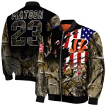 custom cincinnati bengals patriot deer camouflage bomber jacket best selling