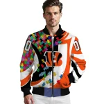 custom cincinnati bengals stars and stripes slashes orange bomber jacket best selling