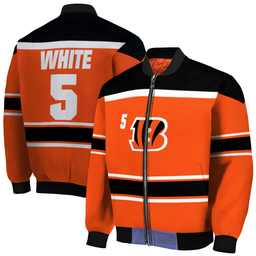 custom cincinnati bengals stripe statement orange black bomber jacket best selling custom cincinnati bengals stripe statement orange black bomber jacket best selling