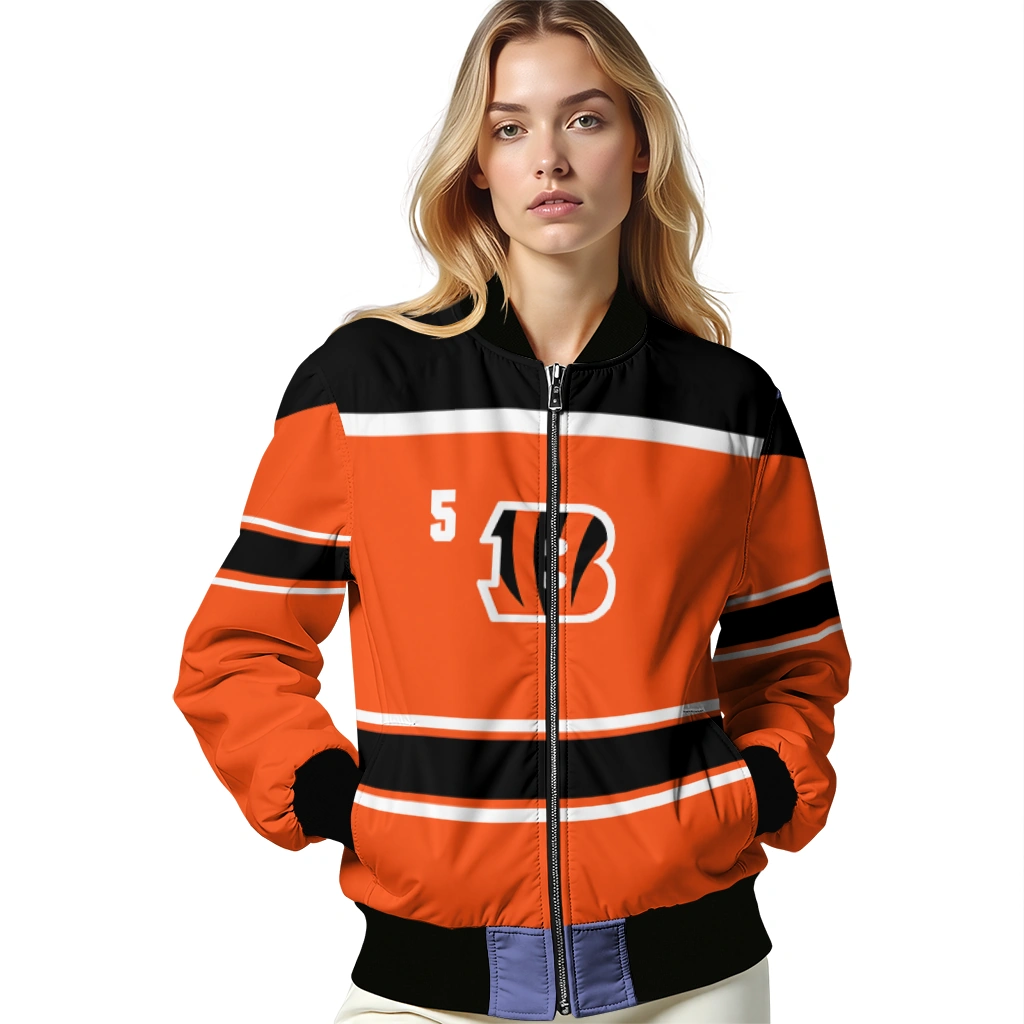 custom cincinnati bengals stripe statement orange black bomber jacket latest model custom cincinnati bengals stripe statement orange black bomber jacket latest model