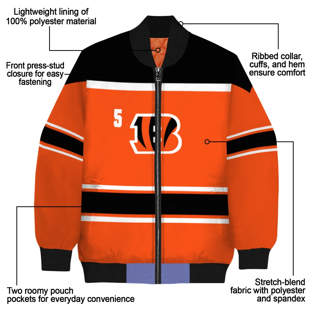 custom cincinnati bengals stripe statement orange black bomber jacket new arrival custom cincinnati bengals stripe statement orange black bomber jacket new arrival