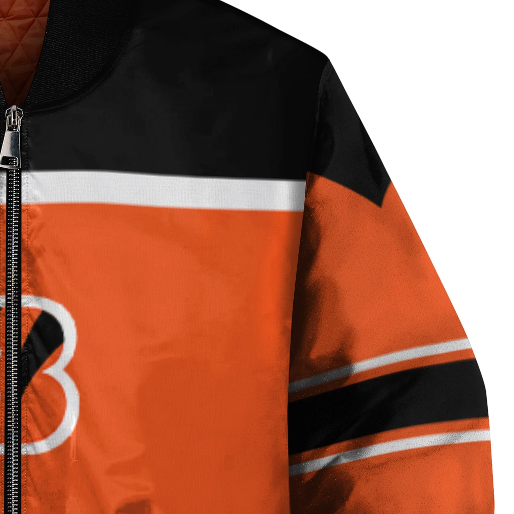 custom cincinnati bengals stripe statement orange black bomber jacket premium grade custom cincinnati bengals stripe statement orange black bomber jacket premium grade