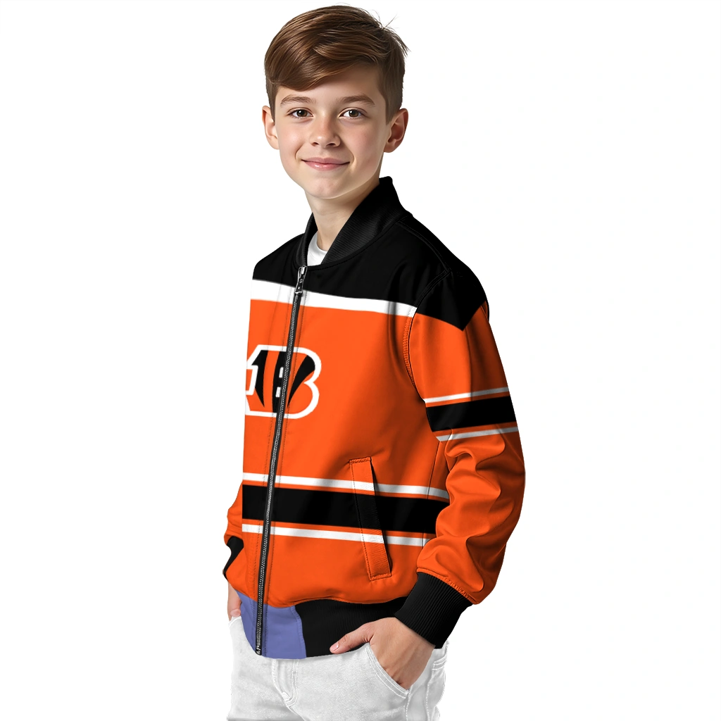 custom cincinnati bengals stripe statement orange black bomber jacket trendy custom cincinnati bengals stripe statement orange black bomber jacket trendy