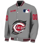 custom cincinnati reds claw rend grey varsity jacket best selling