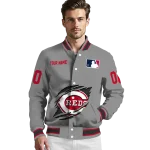 custom cincinnati reds claw rend grey varsity jacket best selling