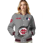custom cincinnati reds claw rend grey varsity jacket best selling