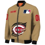 custom cincinnati reds claw swipe beige bomber jacket best selling