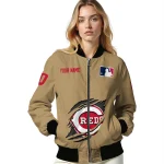 custom cincinnati reds claw swipe beige bomber jacket best selling