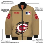 custom cincinnati reds claw swipe beige bomber jacket best selling