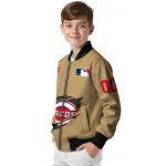 custom cincinnati reds claw swipe beige bomber jacket best selling