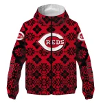 custom cincinnati reds geometric blossom red windbreaker jacket best selling