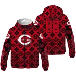 custom cincinnati reds geometric blossom red windbreaker jacket best selling