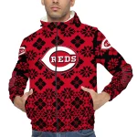 custom cincinnati reds geometric blossom red windbreaker jacket best selling
