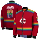 custom cincinnati reds rainbow jersey number red bomber jacket best selling