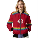 custom cincinnati reds rainbow jersey number red bomber jacket best selling