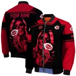 custom cincinnati reds reaper hands red black bomber jacket best selling
