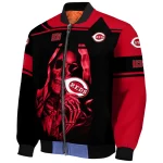 custom cincinnati reds reaper hands red black bomber jacket best selling