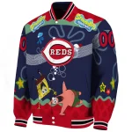 custom cincinnati reds spongebob playtime red blue varsity jacket best selling