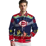 custom cincinnati reds spongebob playtime red blue varsity jacket best selling