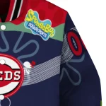 custom cincinnati reds spongebob playtime red blue varsity jacket best selling