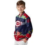 custom cincinnati reds spongebob playtime red blue varsity jacket best selling