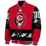 custom cincinnati reds stealie skull red black varsity jacket best selling
