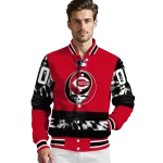 custom cincinnati reds stealie skull red black varsity jacket best selling