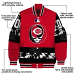 custom cincinnati reds stealie skull red black varsity jacket best selling