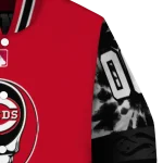 custom cincinnati reds stealie skull red black varsity jacket best selling