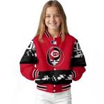 custom cincinnati reds stealie skull red black varsity jacket best selling