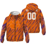 custom clemson tigers abstract streaks orange windbreaker jacket best selling
