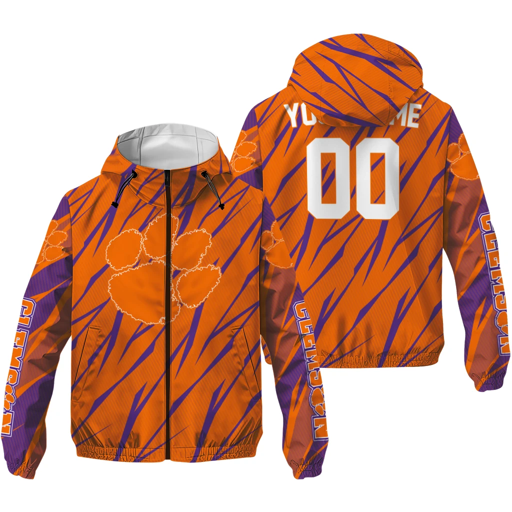 custom clemson tigers abstract streaks orange windbreaker jacket high quality custom clemson tigers abstract streaks orange windbreaker jacket high quality