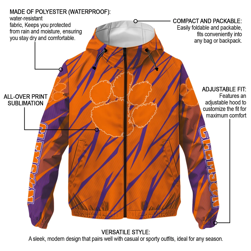 custom clemson tigers abstract streaks orange windbreaker jacket new arrival custom clemson tigers abstract streaks orange windbreaker jacket new arrival