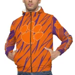 custom clemson tigers abstract streaks orange windbreaker jacket best selling