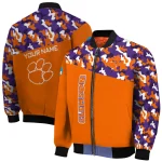 custom clemson tigers camouflage splash orange bomber jacket best selling
