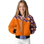 custom clemson tigers camouflage splash orange bomber jacket best selling