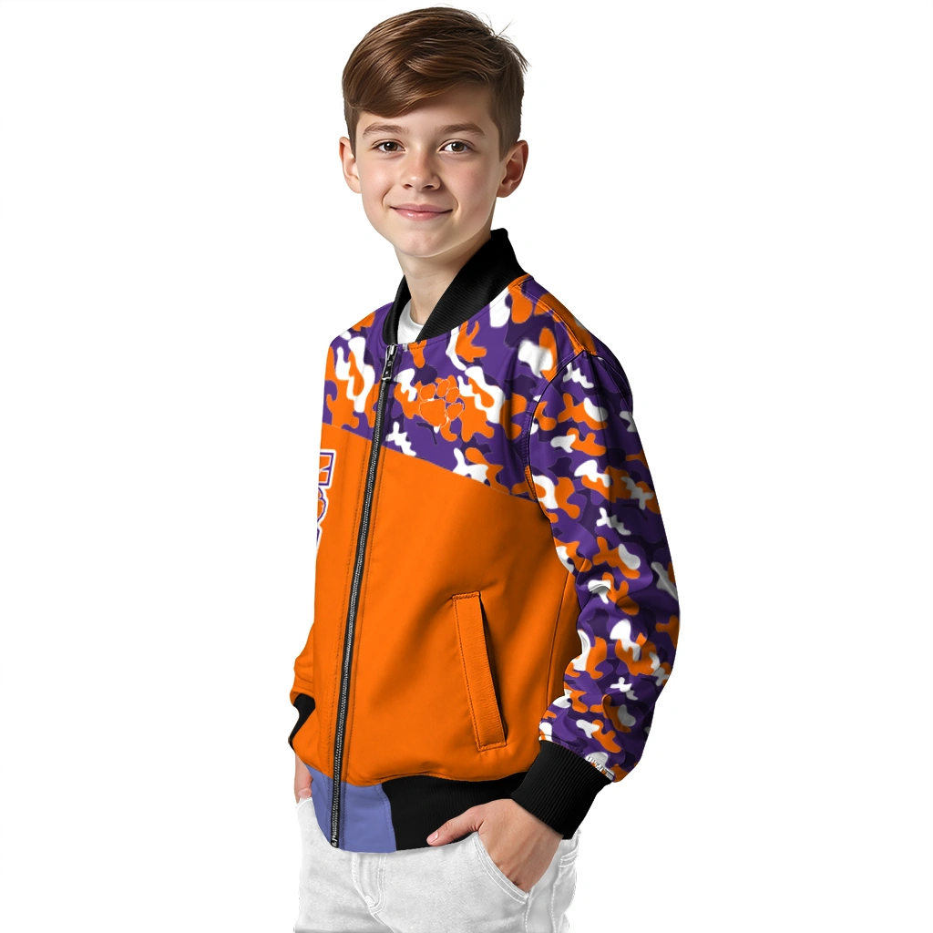 custom clemson tigers camouflage splash orange bomber jacket trendy custom clemson tigers camouflage splash orange bomber jacket trendy