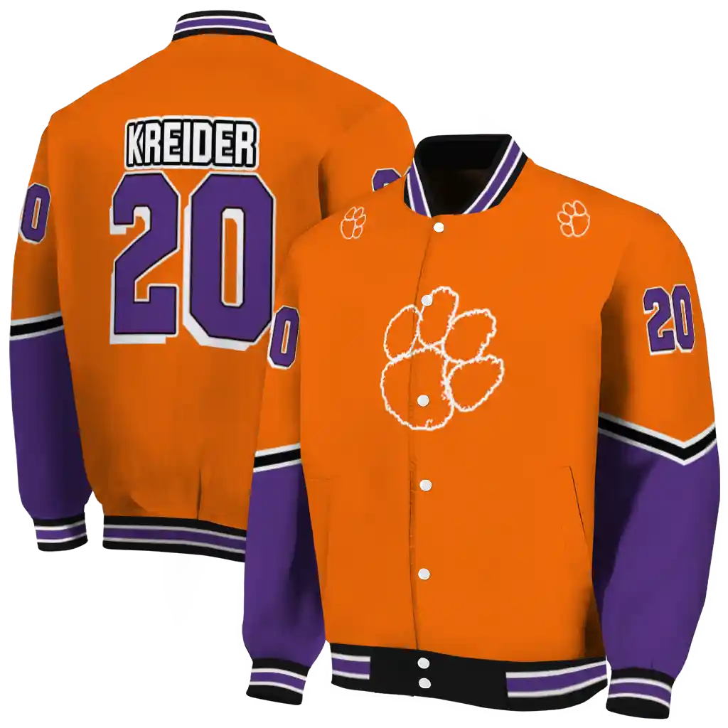 custom clemson tigers chevron style orange varsity jacket fashion forward custom clemson tigers chevron style orange varsity jacket fashion forward
