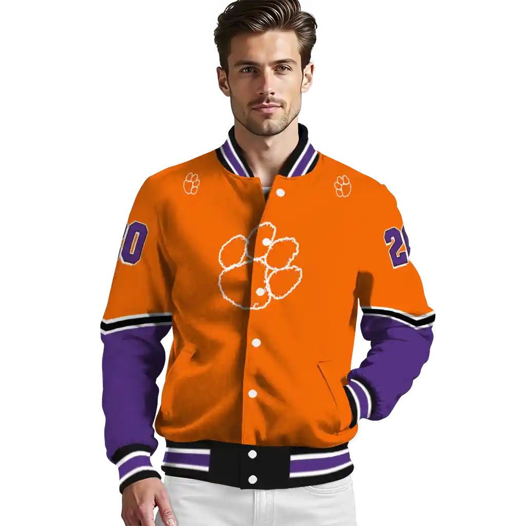 custom clemson tigers chevron style orange varsity jacket high quality custom clemson tigers chevron style orange varsity jacket high quality