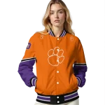 custom clemson tigers chevron style orange varsity jacket best selling