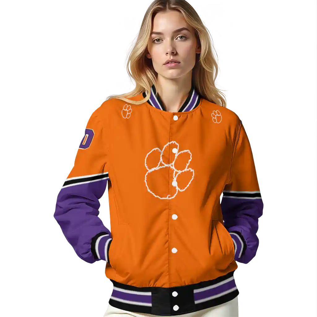 custom clemson tigers chevron style orange varsity jacket latest model custom clemson tigers chevron style orange varsity jacket latest model