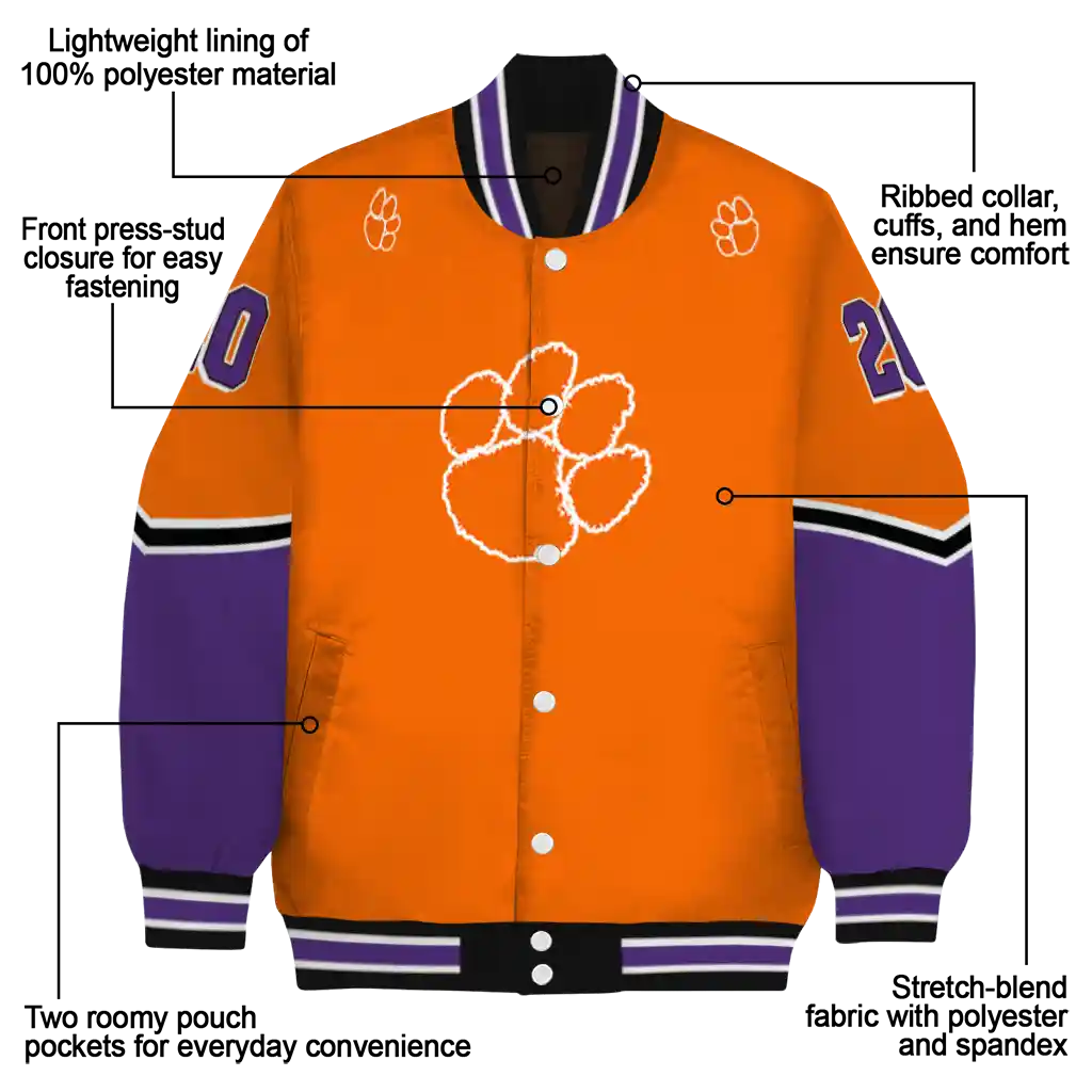 custom clemson tigers chevron style orange varsity jacket new arrival custom clemson tigers chevron style orange varsity jacket new arrival
