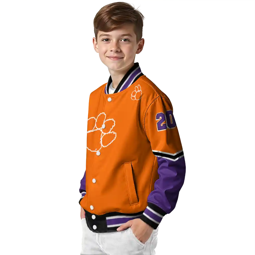 custom clemson tigers chevron style orange varsity jacket trendy custom clemson tigers chevron style orange varsity jacket trendy